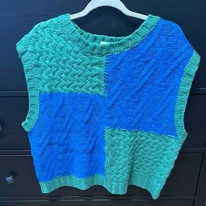 Vestique Green and Blue Knit Vest